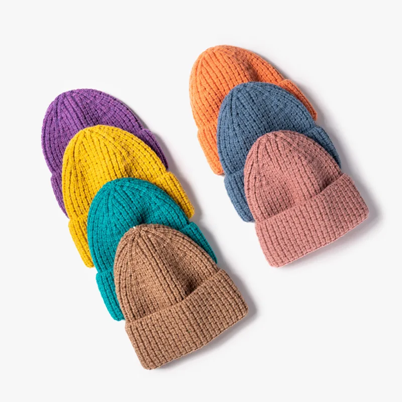 Solid Wool Blend Cozy Soft Warm Ribs Custom Knitted Beanie Winter Hats With Embroidery