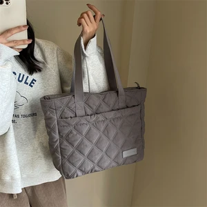 Custom Large Capacity Tote Crossbody Female Handbags Quilted Weekend Travel Puffer Tote Bag Custom Shoulder Bag for Women