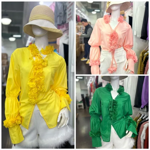 Ladies Romantic Flower Blouse-bubble Sleeve, Collar With 3d Flower Lace Decoration, Suitable For Travel And Vacation - Image 4