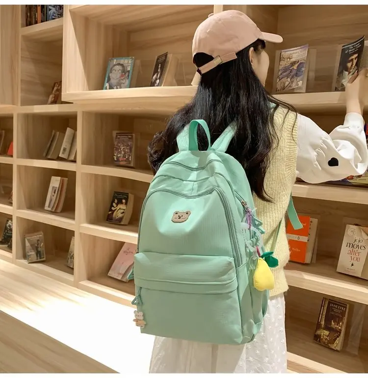 Neue Ware ab sofort verfügbar: Modischer Schulrucksack im Cartoon-Bären-Design für Mädchen mit Reißverschluss_voghion.com