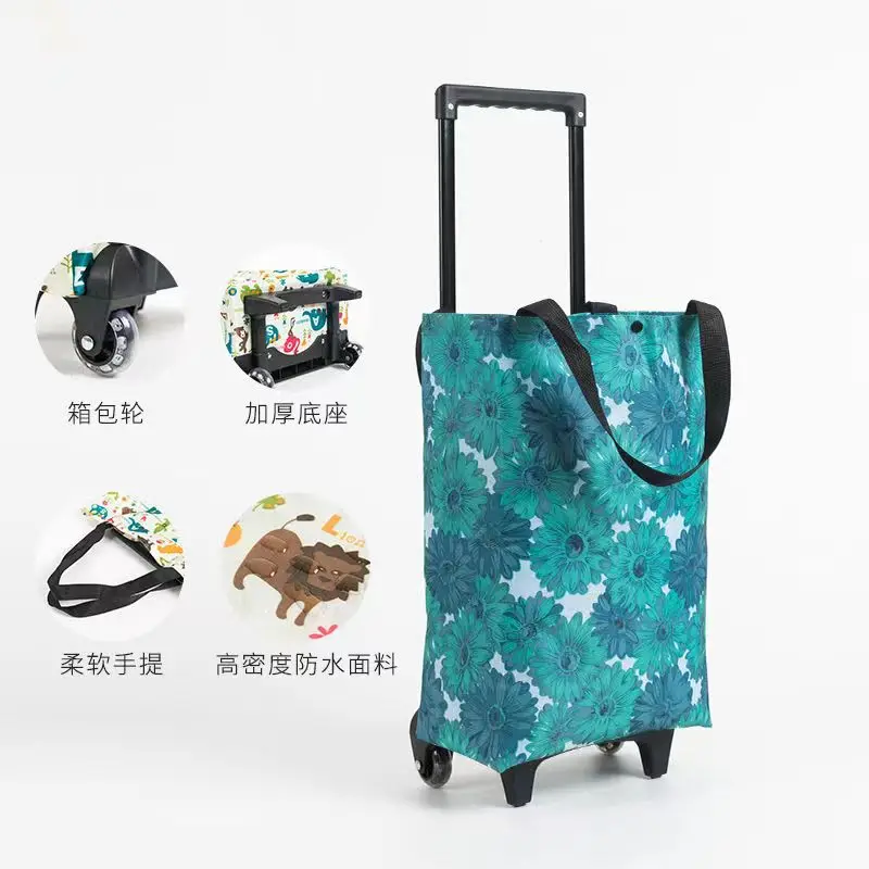 Reusable Wholesale Plastic Shopping Cart Bag Supermarket Elderly Personal Rolling Mini Folding Shopping Trolley Cart
