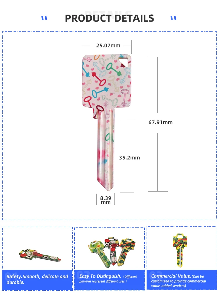 US Market Wholesale Blank Keys Customized Design Colorful Keys Blank ...