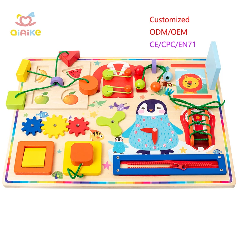 Montessori Sensory Board for Toddlers Multi-Functional Educational Toys Kids DIY Activity Boards Wooden Busy Board