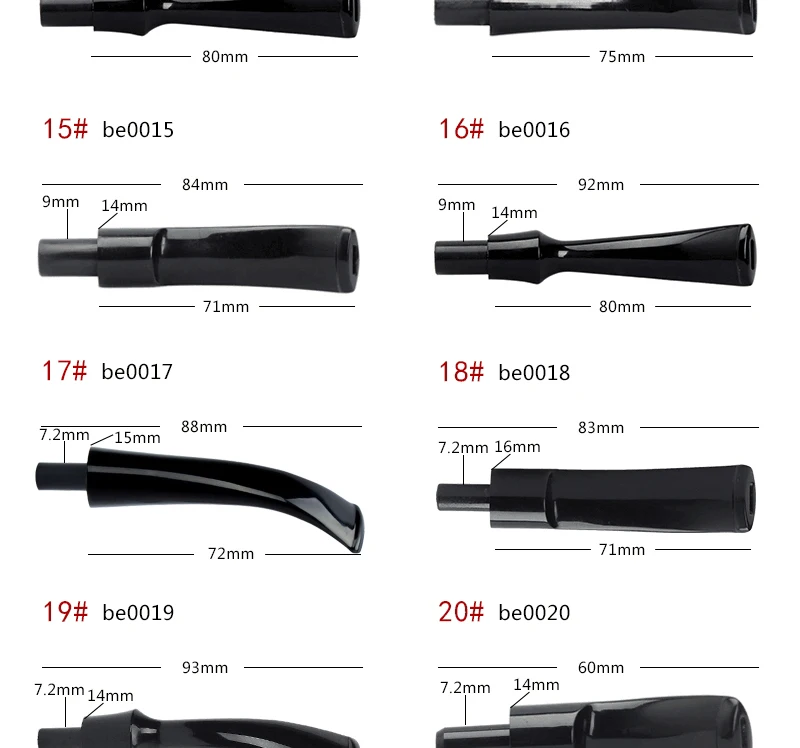 Wholesale Acrylic Smoking Pipe Mouthpiece Different Style And Size 3mm