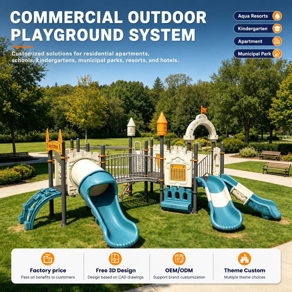 Kids Castle Outdoor Playground Equipment Climbing Tower Slide Swing Set Galvanized Steel CE CPC ASTM Certified OEM Wholesale Low