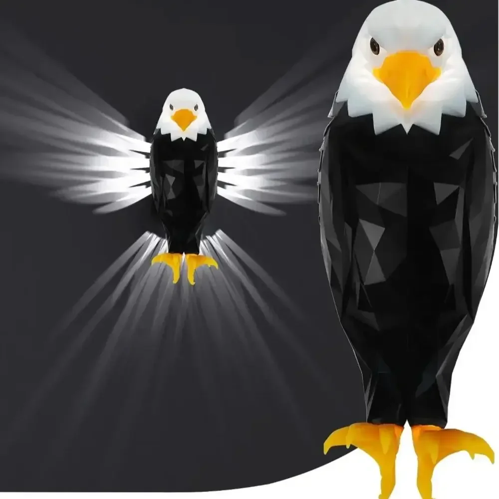 3D Bald Eagle Wall Lamp with Remote Control USB Charging Indoors Atmosphere Lamp Light LED Projector Wings of Light Novelty Gift