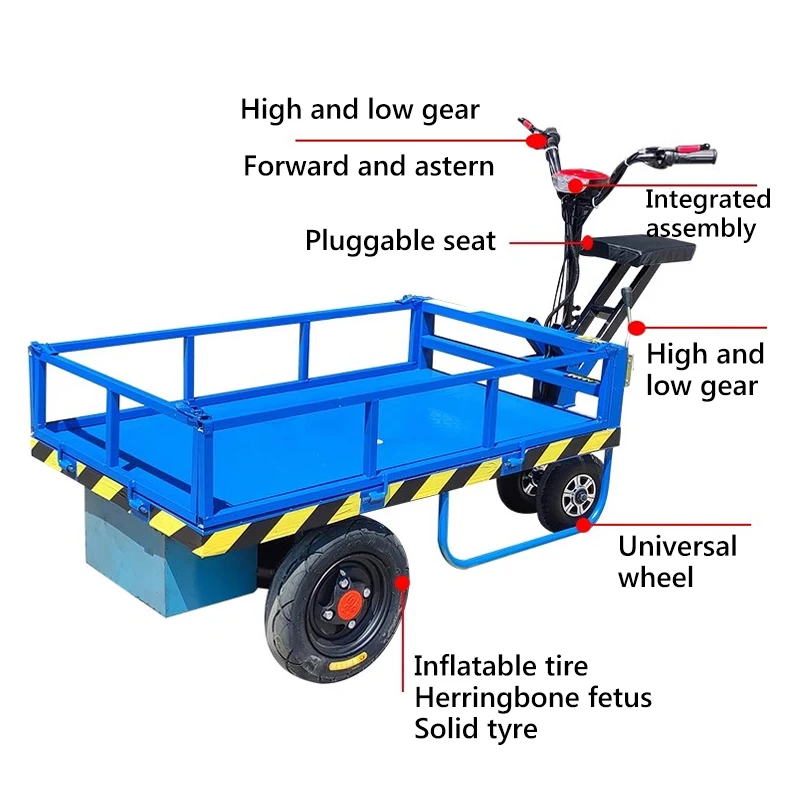 Electric hand cart heavy electric goods transport trolley for construction site farm materials transport electric wheelbarrow