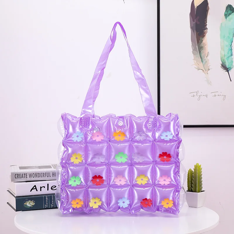 New Design Inflatable Handbag PVC Inflatable Bag Ladies Beach Bag Lovely Sequins Single Shoulder Handbag Manufacturers Wholesale