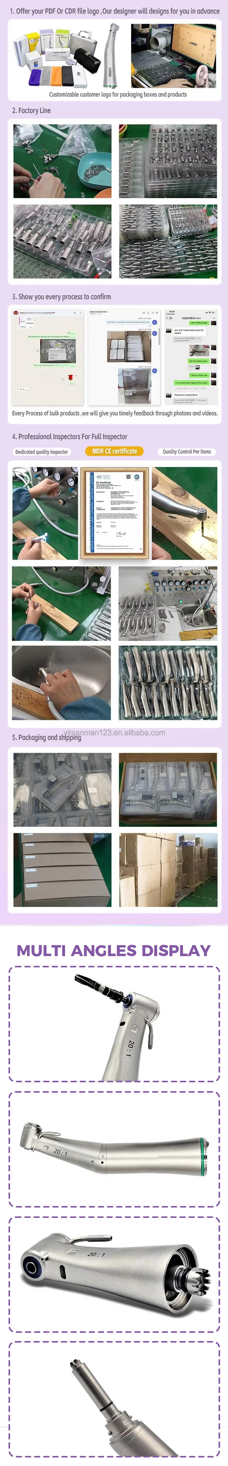 Metal Dental Handpiece Contra Angle Fiber Optic Handpiece Dental 20:1 Implant Handpiece Low Speed Implant Handpiece details