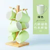 Green 6-piece bamboo and wood cup holder