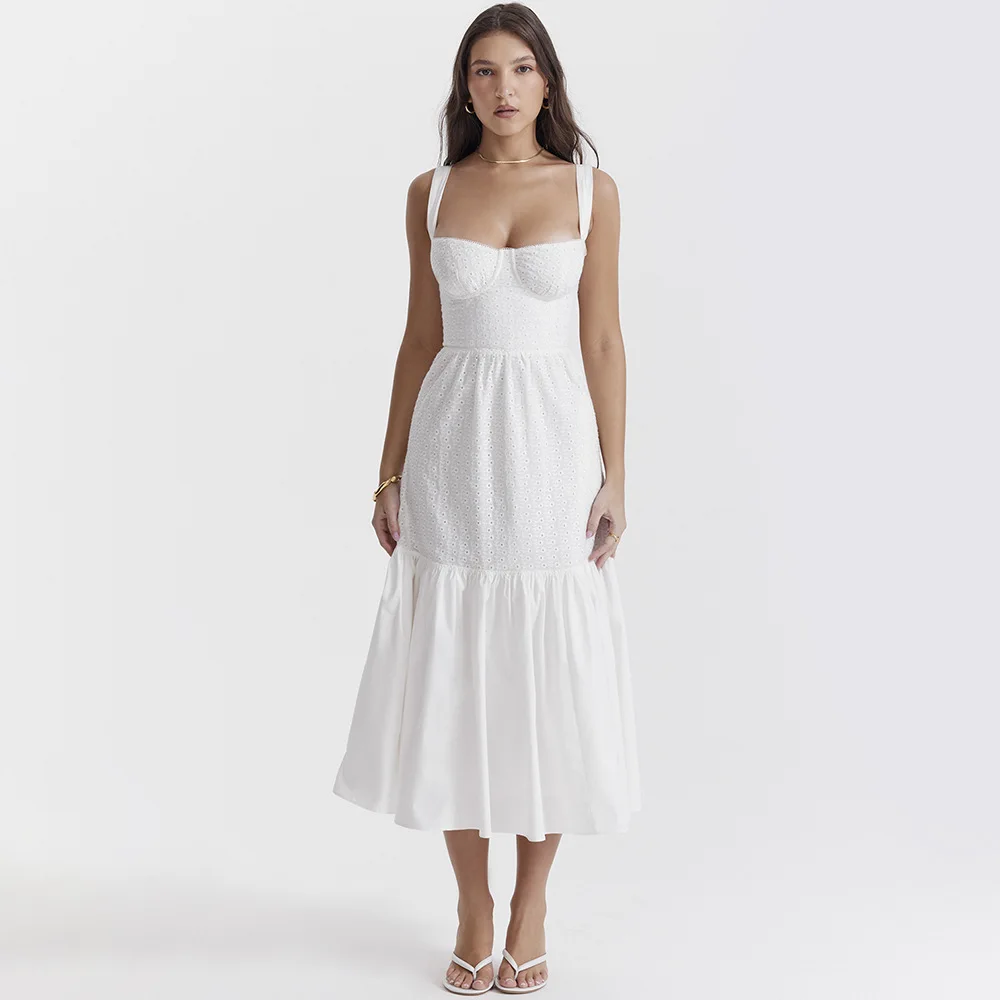 Wholesale Sexy Linen Women White Summer Cotton Stretch Casual Dress OEM  Breezy and Comfortable for Summer Days