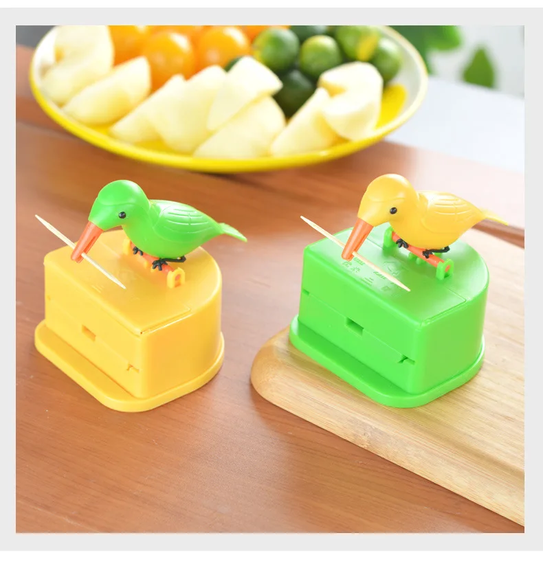 Automatic Press Toothpick Dispenser Small Bird Toothpick Container
