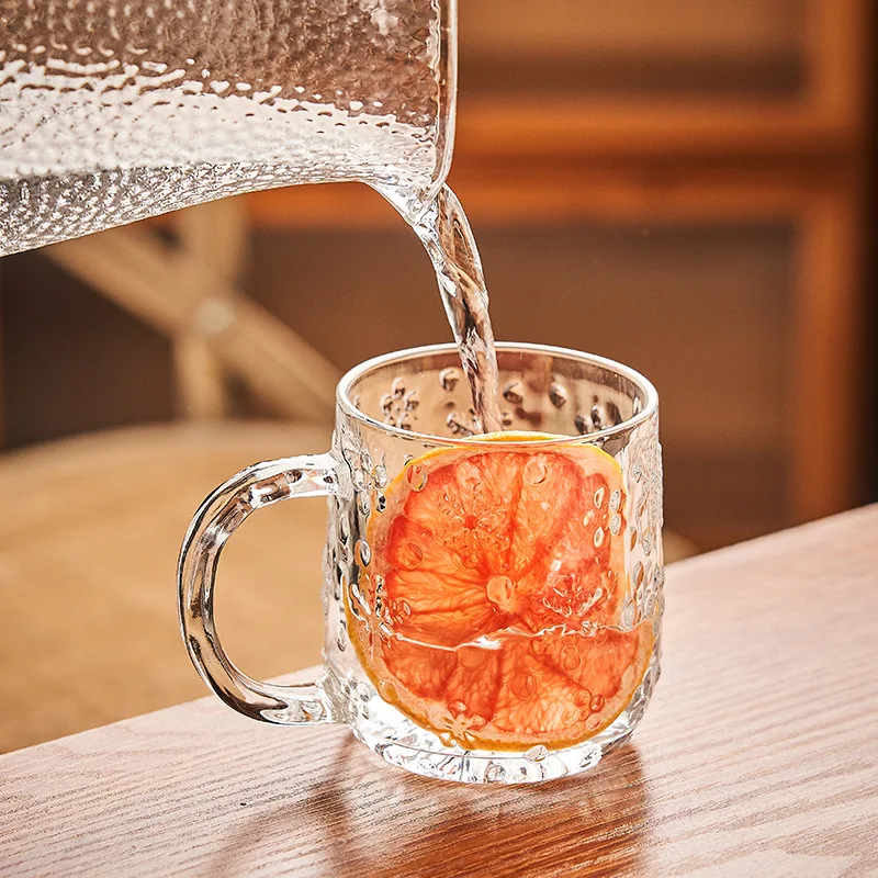 Wholesale Snowflake Pattern Unique Fruit Tea Glass Coffee Cup With Handle  From m.