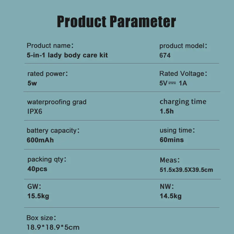 674 эпилятор для волос 5 в 1 оптовая продажа комплект ухода за волосами безболезненная перезаряжаемая Водонепроницаемая электробритва IPX6 электрический