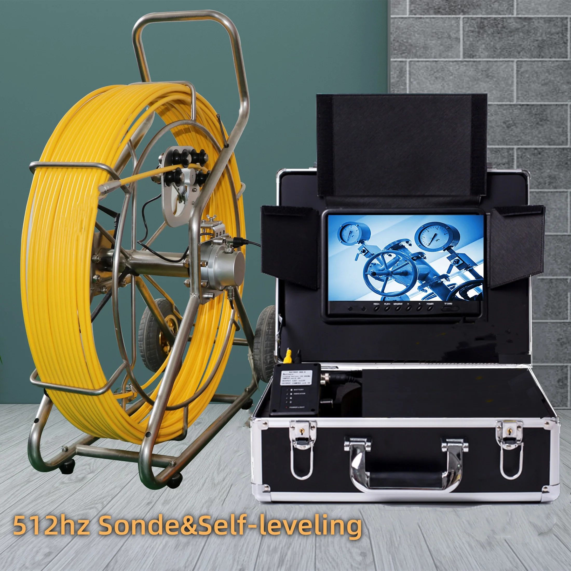 512hz Sonde&self&leveling 200m 1080P Head Sewer Camera 9inch Screen Waterproof Ip68 Pipe Video Inspection Camera Factory Price