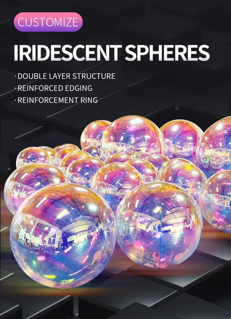 Iridescent Poly PVC Sphere Mirror Balls Inflatable Silver Colorful ...