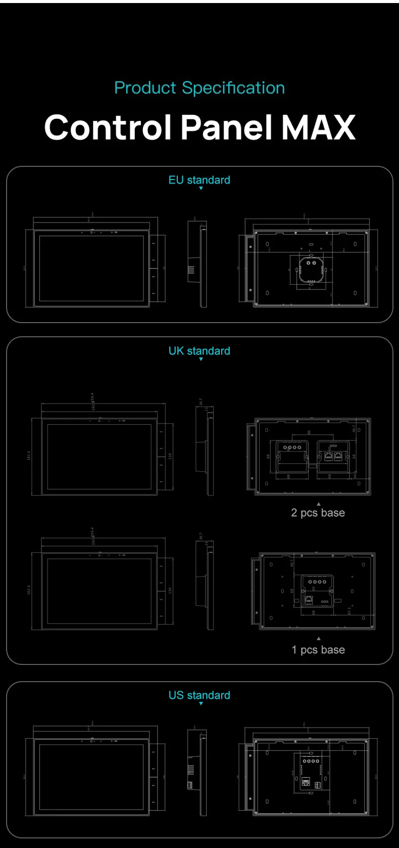 10.1-inch Tuya Smart Home Control Panel WiFi Multifunctional Touch Screen Zigbee Hub BLE Wall Central Control Switch 485