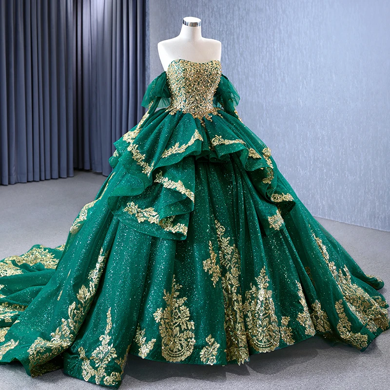 Jancember 231041 Green Off Shoulder Sequin Pearls Luxury Ball Gown ...