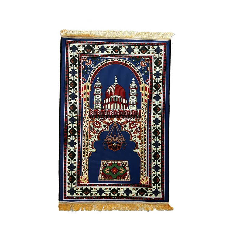 Factory Dropship Custom Design Polypropylene Woven Portable Prayer Mat Thick Fluffy Tassel Islam Muslim Turkish Adult Rug Tapis