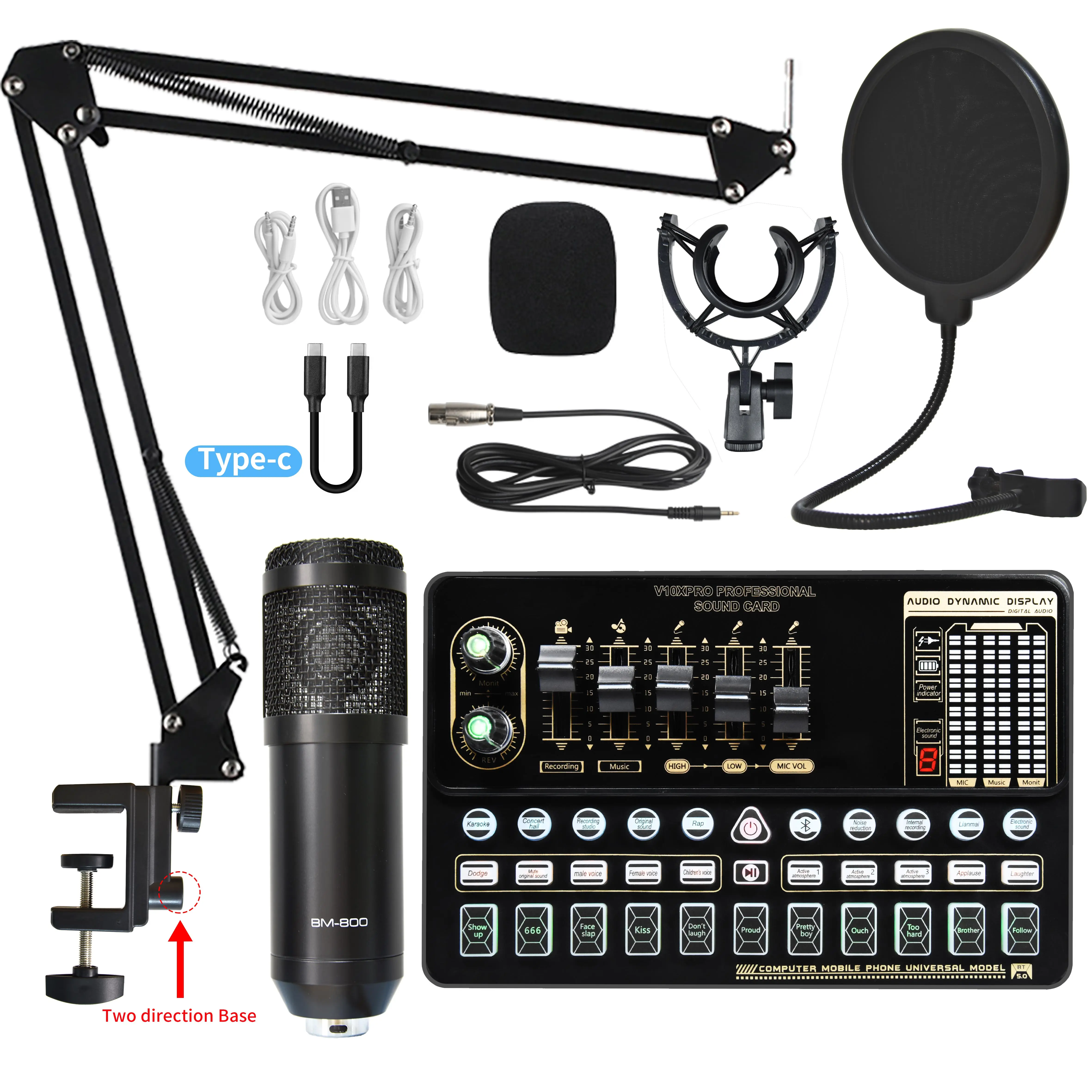 BM800 Microphone Set with V10XPRO Sound Card - Professional Recording