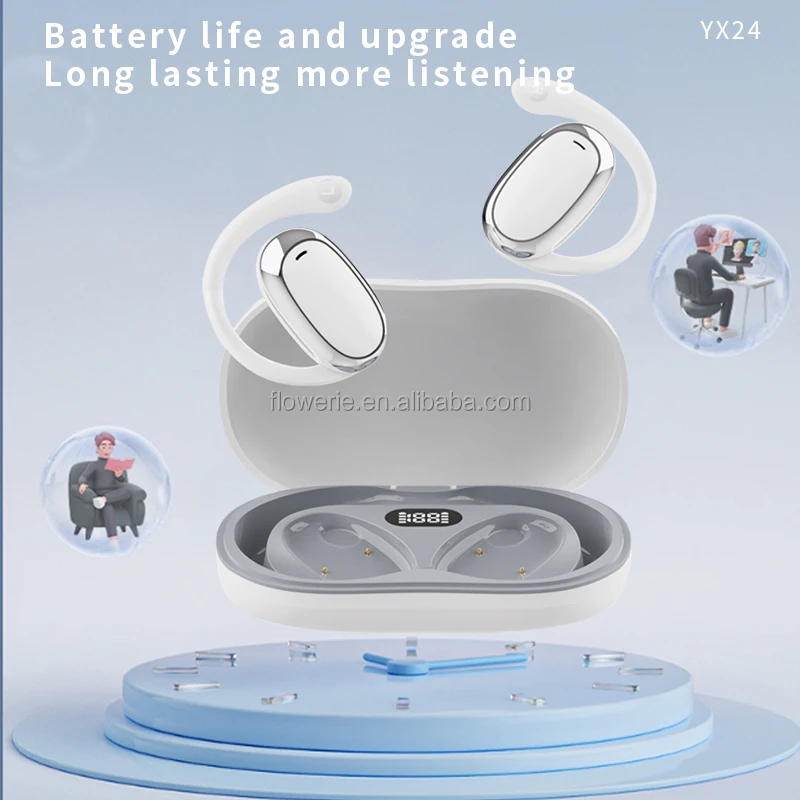 IPX-5 Digital Display True Low Latency TWS Earphones & Headphones ANC Noise Cancelling Over-Ear Hook Sports Wireless Earbuds