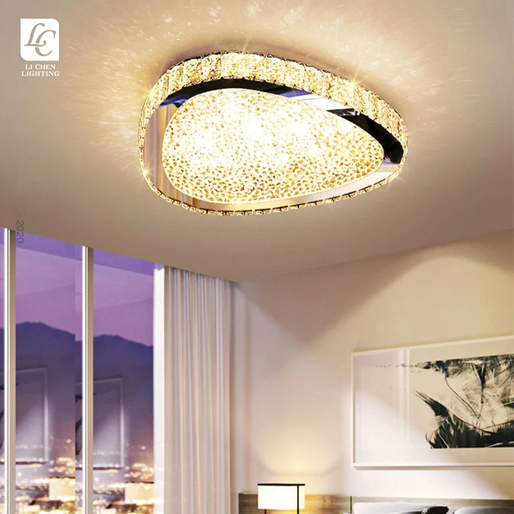 C0071 Professional Quality Indoor Decoration Stainless Steel crystal Light Led Ceiling lamp