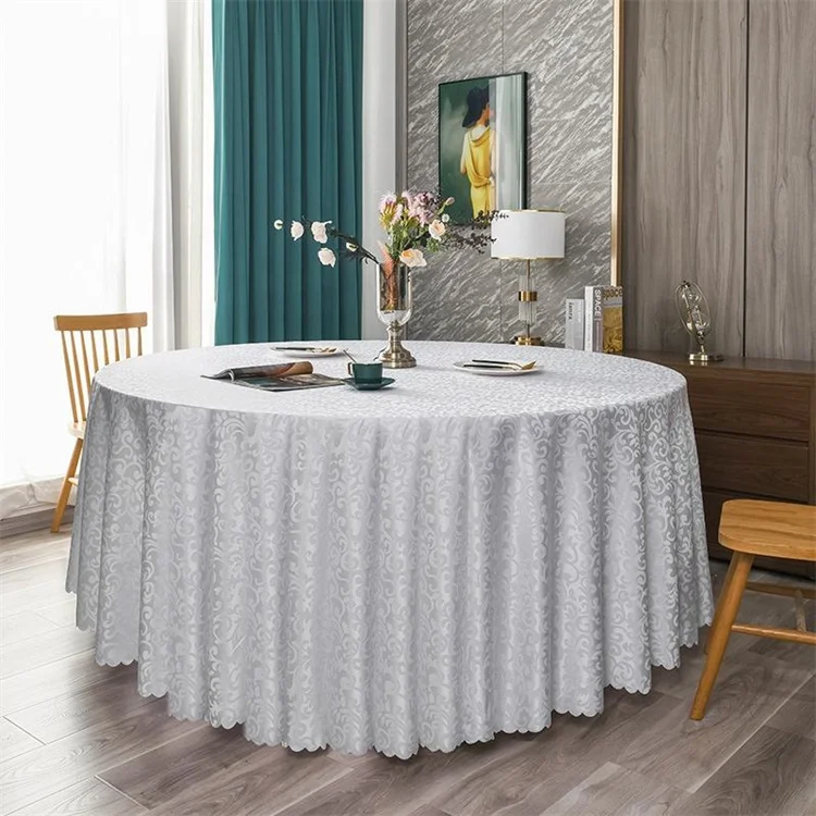 Wholesale polyester 120 inch round jacquard tablecloths for wedding banquet party events table cloth