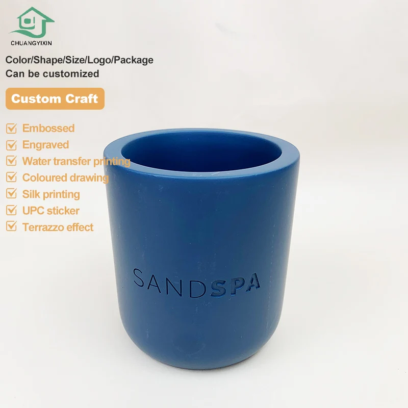 Wholesale Custom Concrete Candle Jars Containers with Lid Cement Candle Holder for Wedding Home Decor