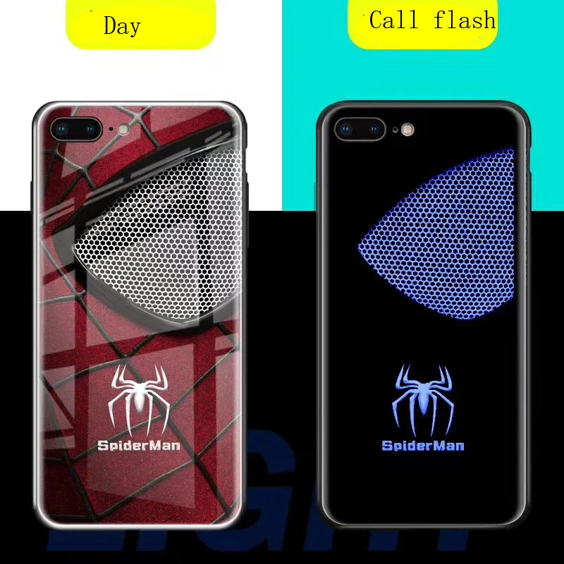 Custom Design Call Flash Phone Shell Tempered Glass Illuminate  Flash Light Phone Case for iPhone