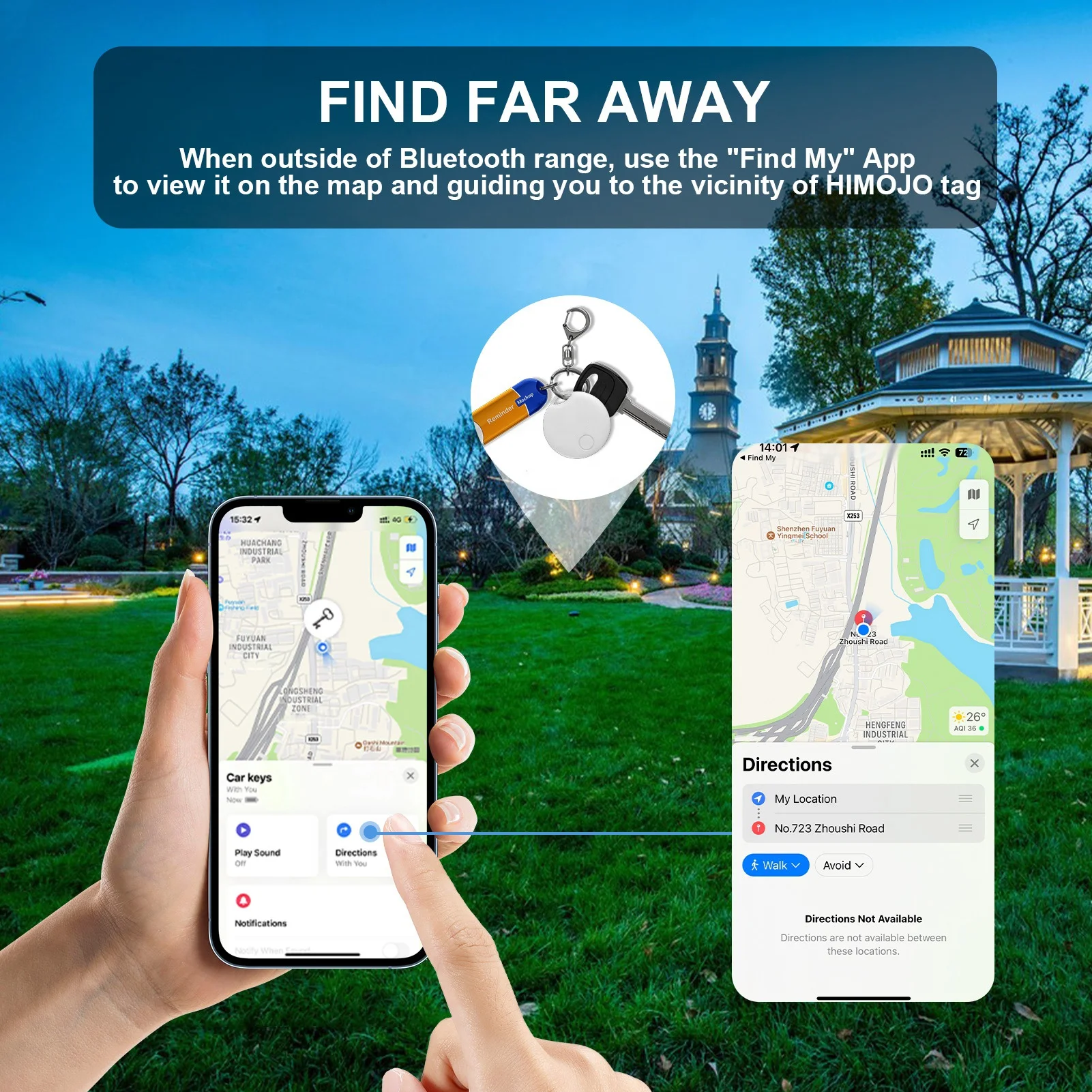 RSH MFi Certified Smart Tag Find My BLE Tracker Wallet Luggage Bike Mini GPS Tracking Device Key Finder Locator for Apple