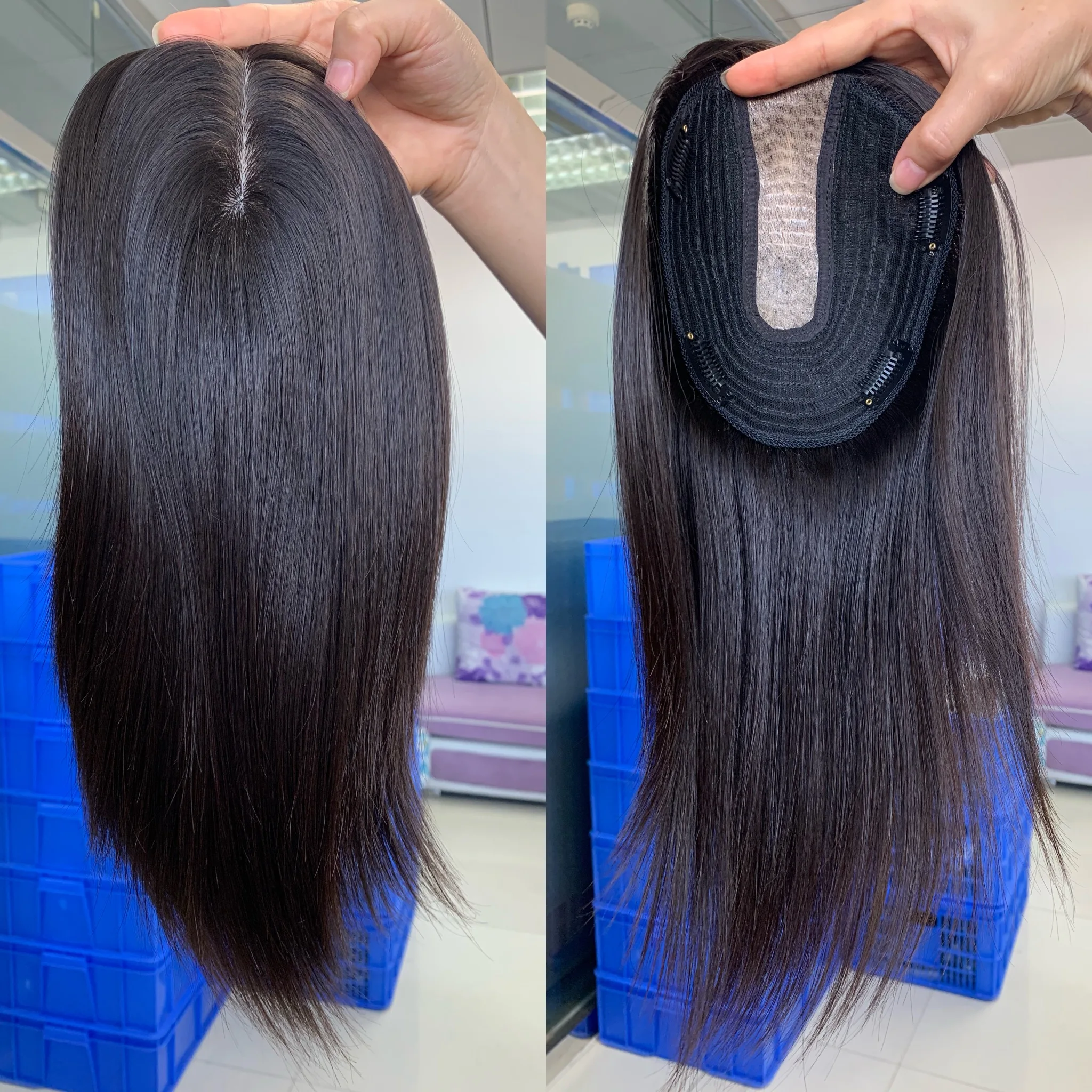 China Wig Supplier Best Selling Wholesale Price High Quality Hand Made Silk  Top Human Hair Wig Topper Lace Front Wig in Dubai