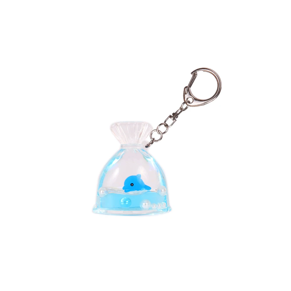 Floating Keychain with 3D Floater Purse Shape Wholesale Custombglitter Liquid Oil Water Keyring Lucky Bag