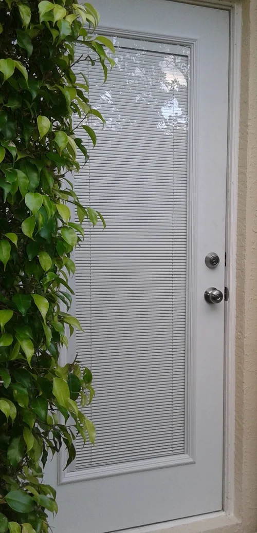 Contemporary outswing fiberglass door FRP exterior doors with internal blinds manufacture