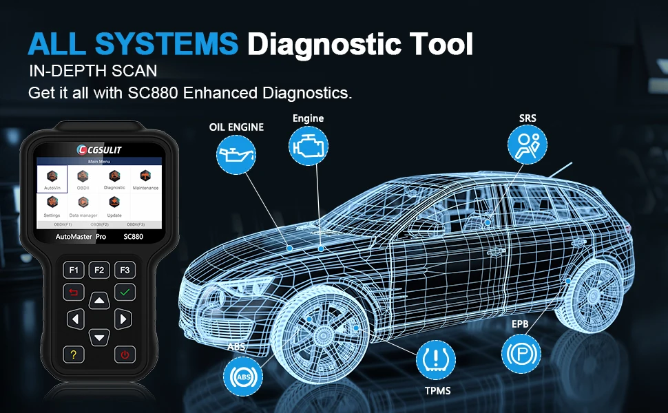 CGSULIT SC880 Car Diagnostic OBD2 Scanner For Full Systems Car Code Reader