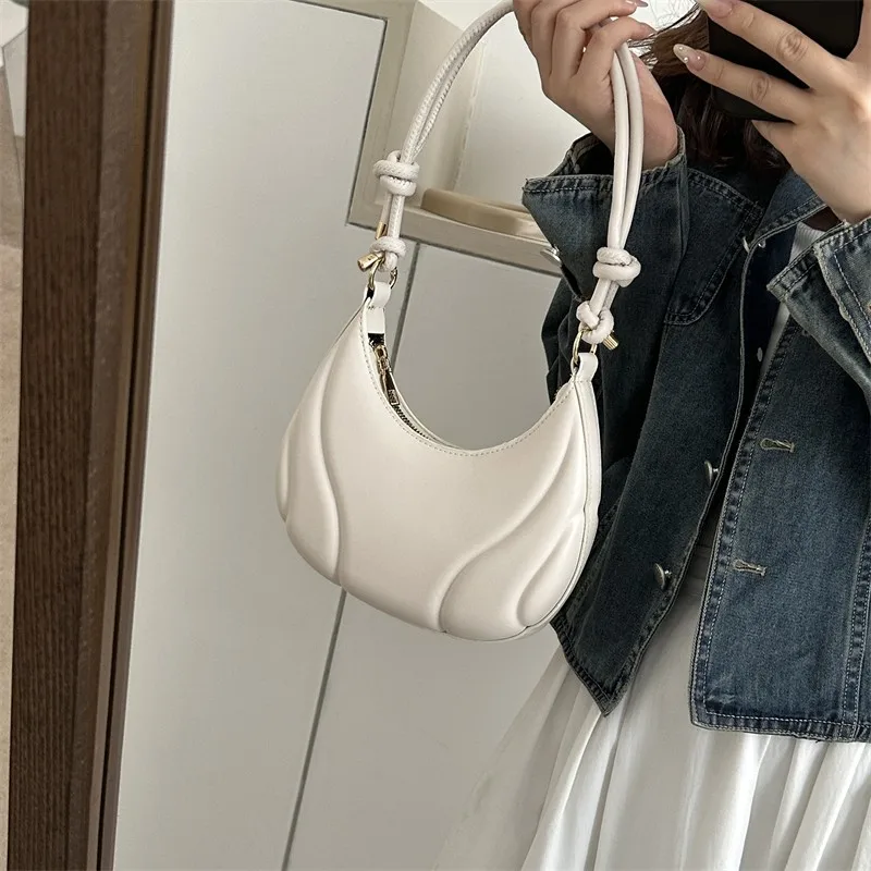 Women's PU Solid Color Hand Crossbody Outdoor Small Body Bag Dumpling Bag