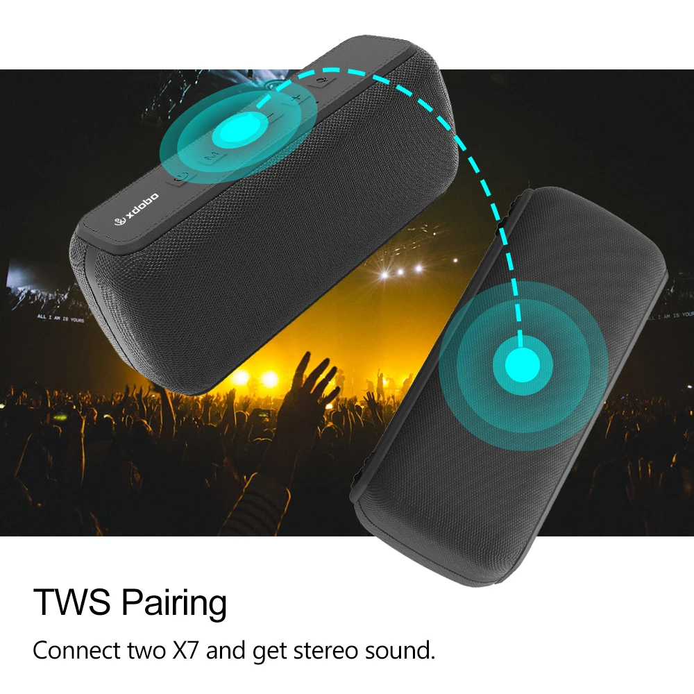 XDOBO X7 50W ポータブル防水スピーカー TFカード・AUX対応音楽プレーヤー