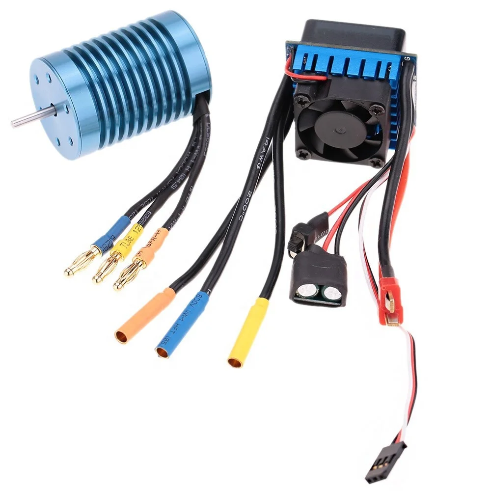 Alomejor Combo Moteur Sans Balais 540 4370KV – 60A ESC étanche – 4 Pôles – Pour Voiture 1/10 RC – 820W – Kit Complet