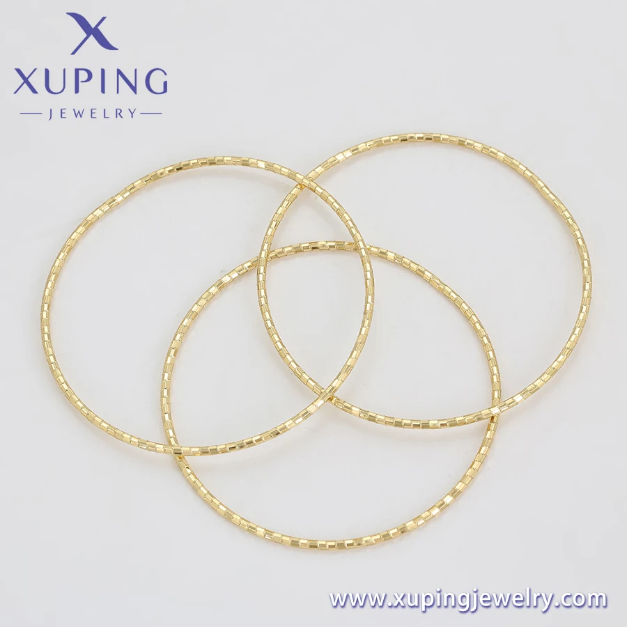 X001004187 XUPING Jewelry Copper Stacking Bangles Wholesale 14K Gold Plated  Thin Piece Fashion Bracelet Texture Bangle