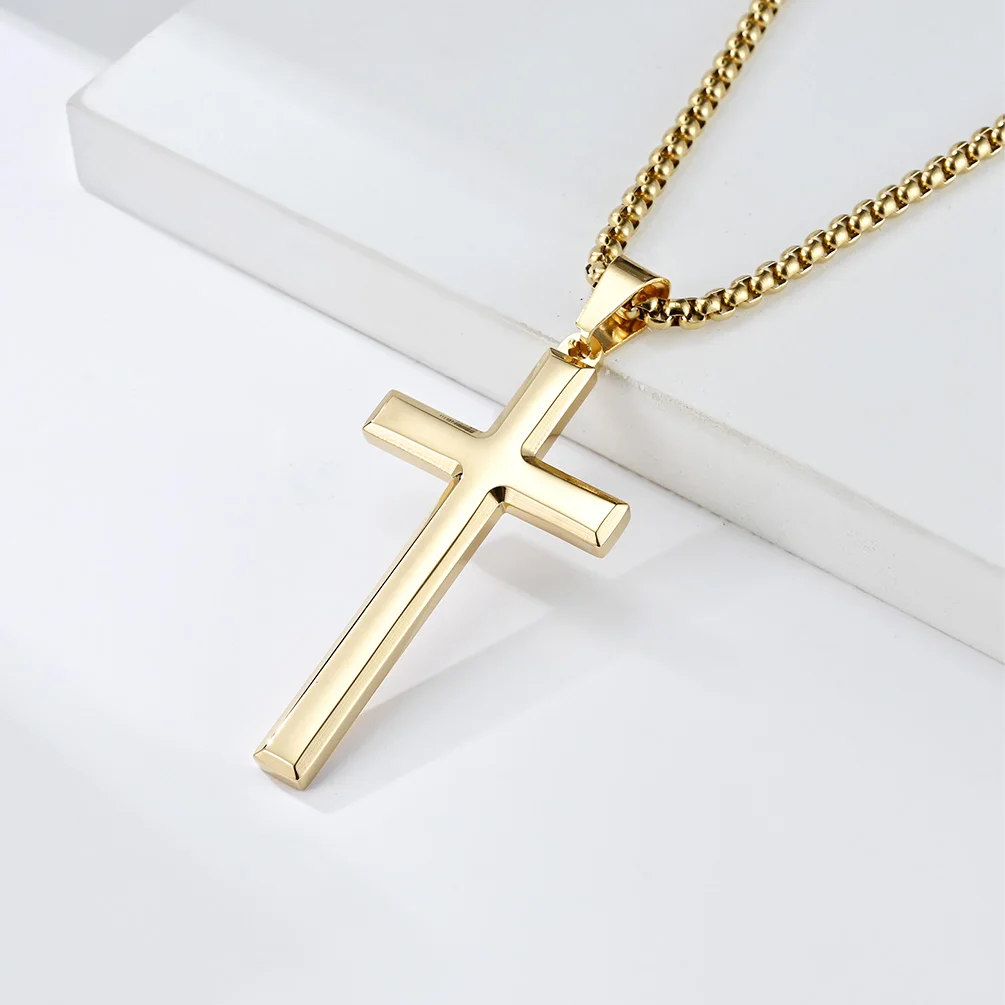 High Quality Stainless Steel Cross Pendant Necklace Religious Simple ...