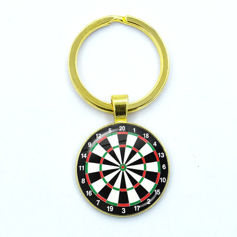 Fanhua Keychain Custom Blank Logo Dart Board Keyring Dart Disk Epoxy Sticker Dome Round Shaped Metal Keychain