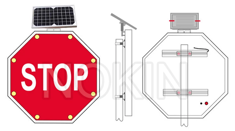 Stop Sign LED AC Powered Solar Blinking Traffic Sign