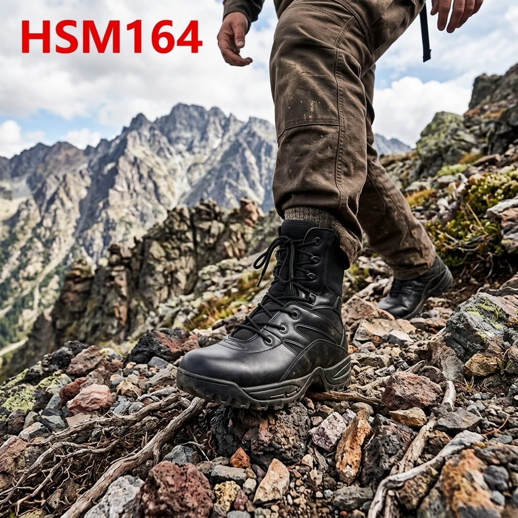ZYF, Sepatu Bot Tempur Hitam dengan Desain Ritsleting Samping untuk Tingkat Operasional, Dijual – Sol Luar Anti-Pengurangan dari Bahan Kayu (Woodland) untuk Pelatihan dan Baris Peragaan – HSM164