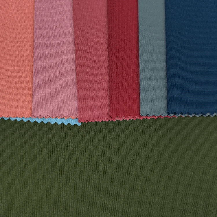 Plain Knitted Rayon/Nylon Fabric 50S Tencel Material, China Wholesale Rayon Roma Fabric for Clothes/ details