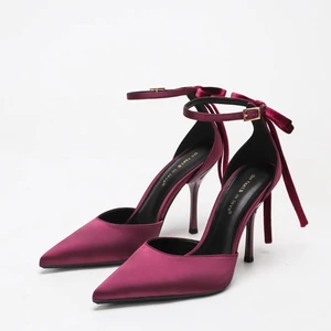 1211B-5 New Fashionable Elegant Women's Solid Custom Shoes Model with 9.5cm Thin Heel and Ankle Strap for Winter and Autumn