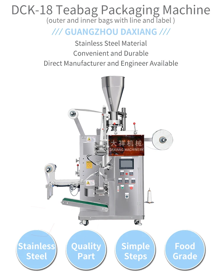 DCK-18 Automatic With Rope And Label Inner And Outer Dip Coffee Tea Bag Packing Machine factory