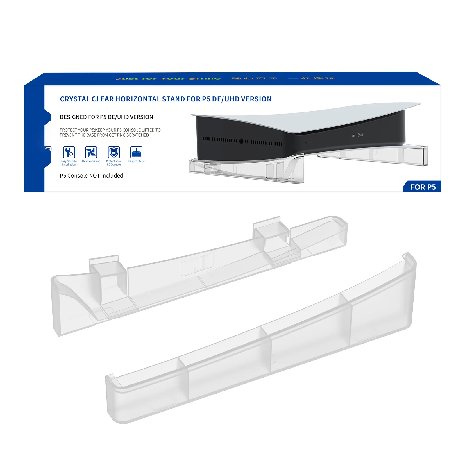 Laudtec LX345 Soporte horizontal transparente con tamaño pequeño y fácil de llevar Para PS5  