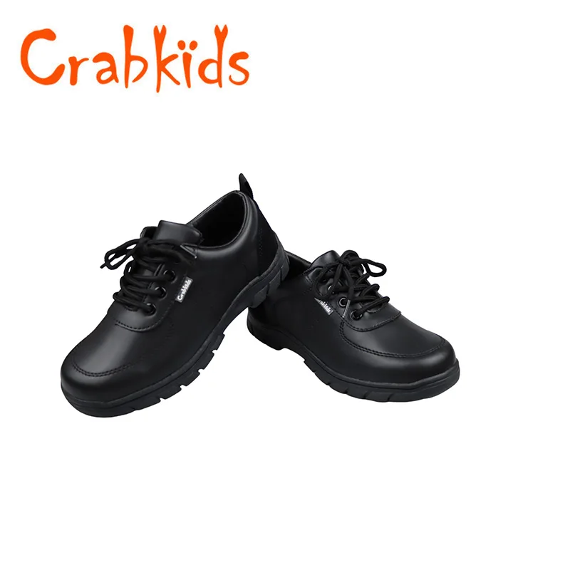 Crabkids Factory Wholesale Custom Leather Running Children Kids Black