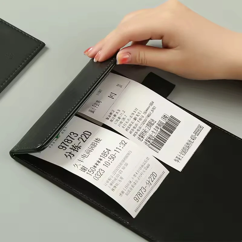 Quality Leather Cover Schedule Book With Pen Holder Leather Menu Folder Bill Receipt Folder for Hotel Restaurant Bar