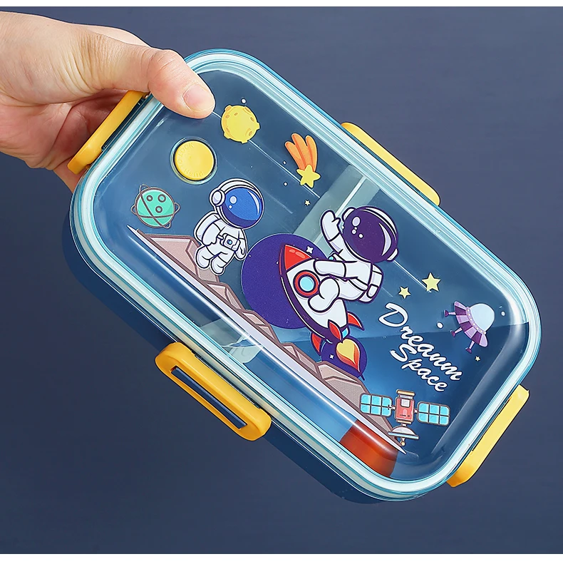 2023 Hot Sale Leakproof Lunch Boxes Plastic Cute Cartoon Bento Box Food Packing Rectangle Shantou Plastic Food Containers Set