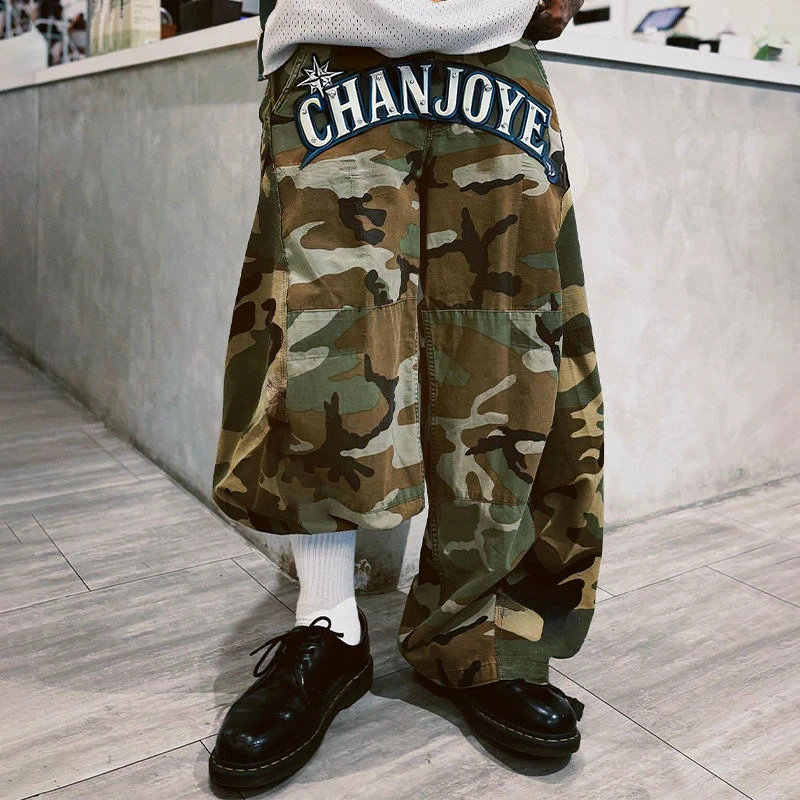 Streetwear Custom Camouflage Outdoors Mens Oversize Wide Leg Work Ripstop Cotton Baggy Camo Cargo Pants Man Trousers gallery 4